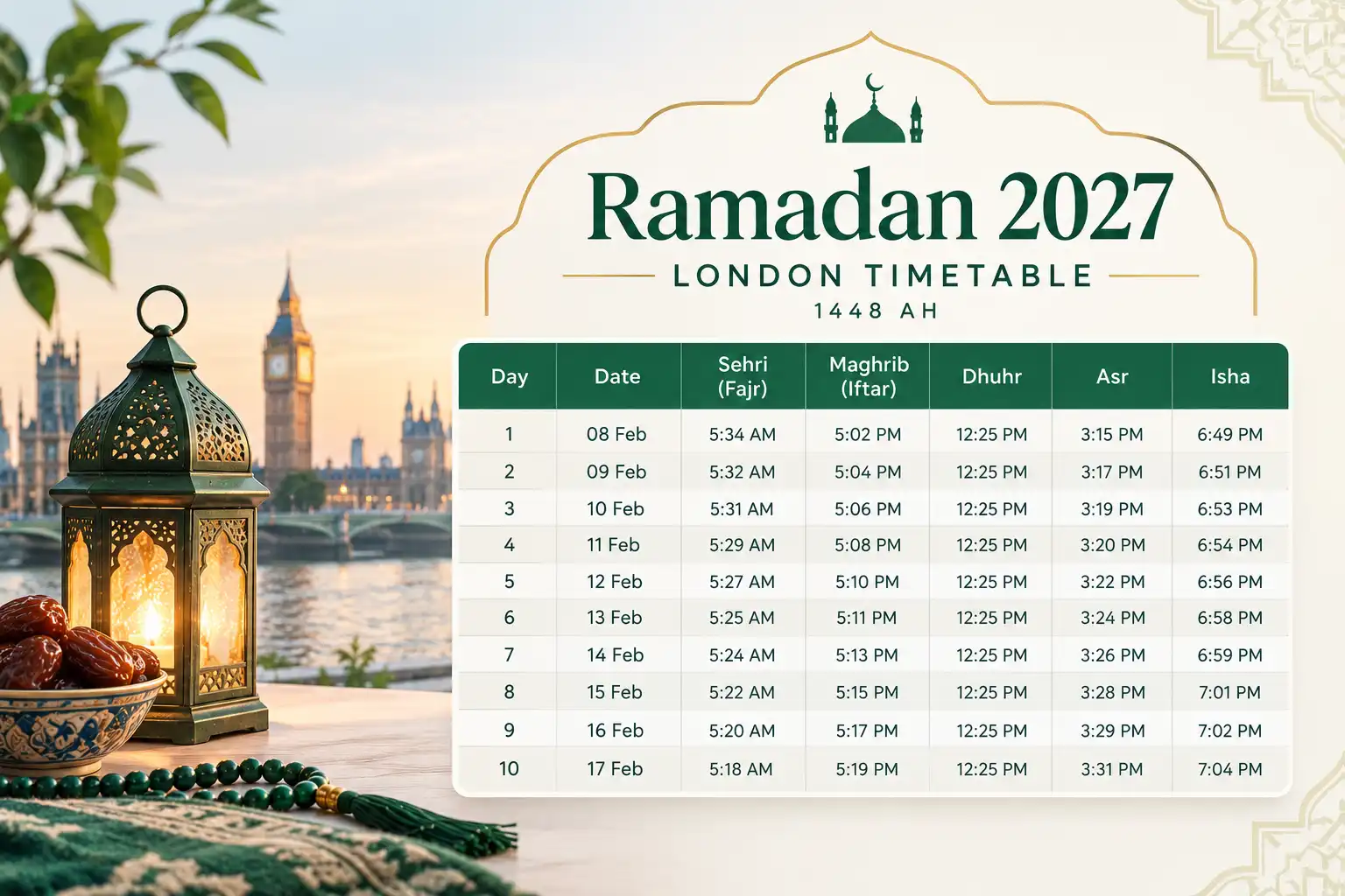 Ramadan 2027 Calendar